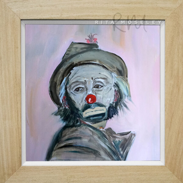 Framed Oil Painting by Artist Rita Moseley - Mr Clown