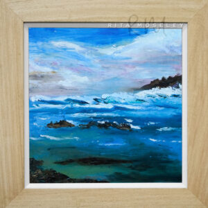 Framed Oil Painting by Rita Moseley - Rough sea off the Cornish coast