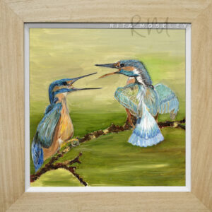 Framed Oil Painting by Artist Rita Moseley - Kingfisher evening with his wife