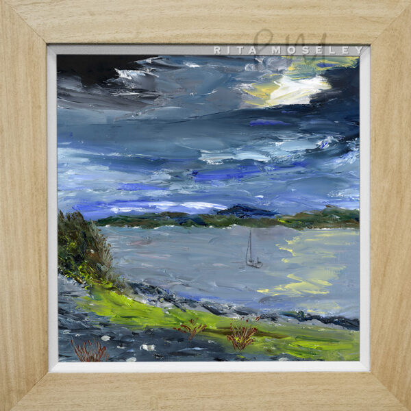 Port Appin on a Stormy Day in Scotland - Framed Oil Painting by Artist Rita Moseley