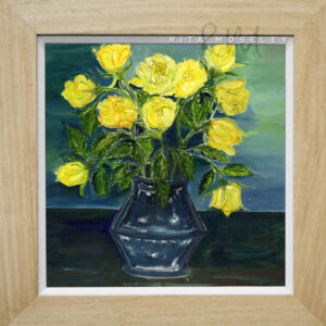 Yellow Roses for Friendship - Framed Oil Painting by Artist Rita Moseley